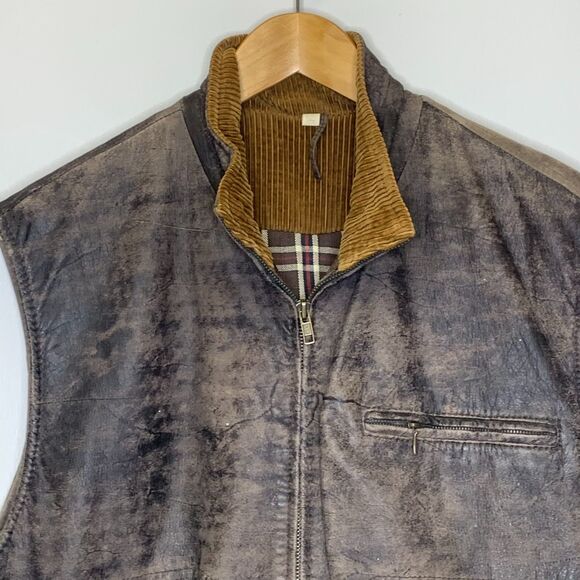 Vintage Banana Republic Leather Vest Hunting Bomber Travel Streetwear Grunge Lg - Picture 3 of 15